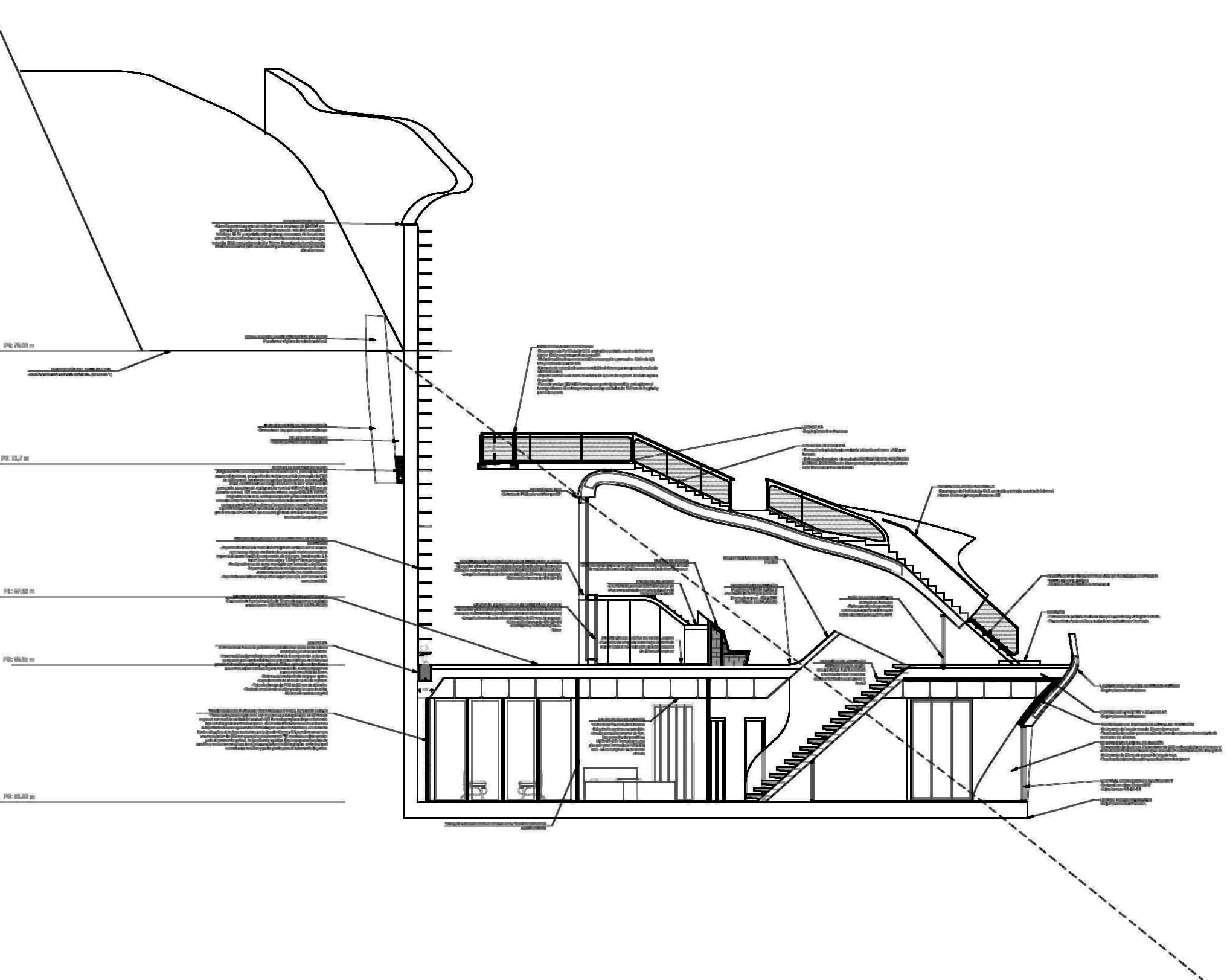 House on the Cliff II, Construction section