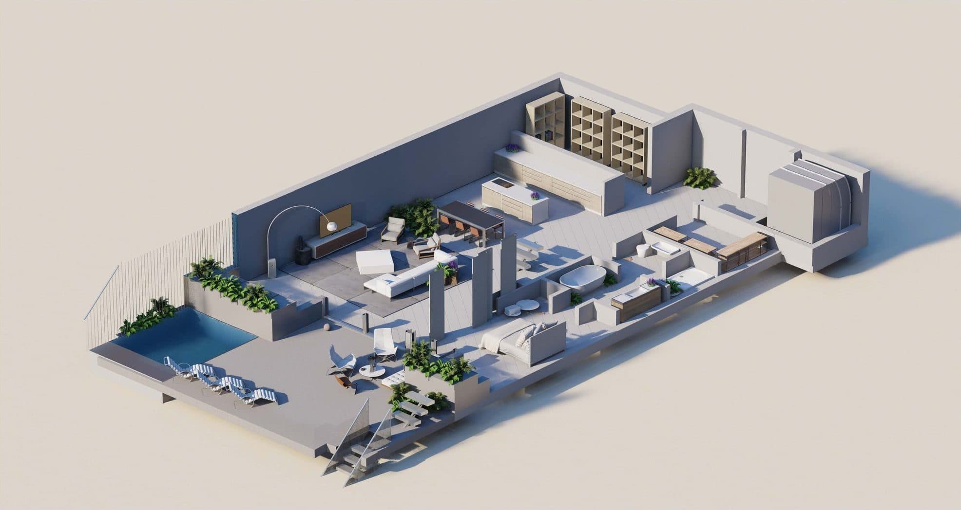 Los Madroños, Axonometric view of a house type